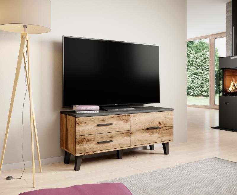 TV stand LOTTA 120 1D2S wotan oak/black