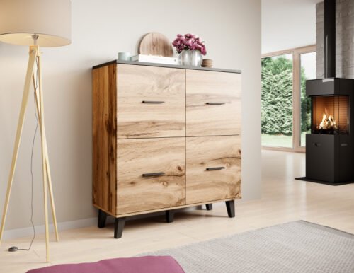 Chest of drawers LOTTA 110 (4D) oak/black