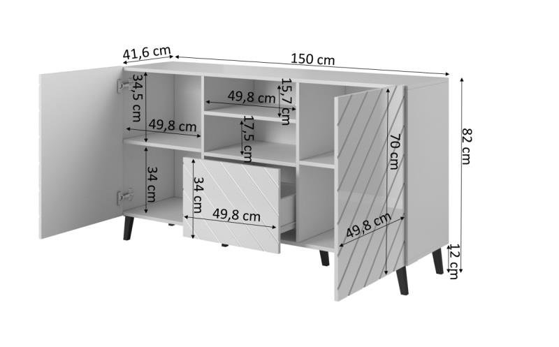 Chest of drawers ABETO matte white/glossy white - Image 4