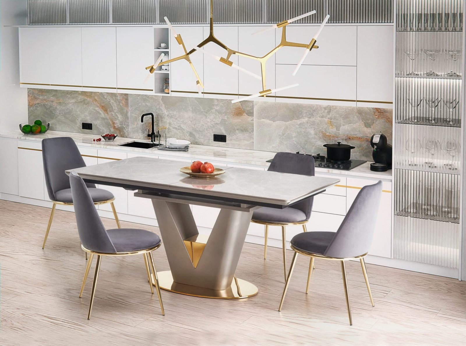 VALENTINO table light gray/gold
