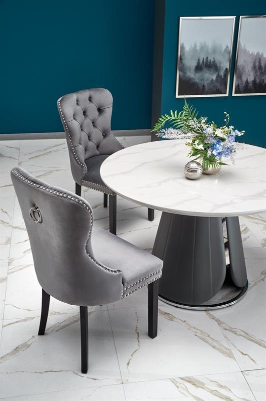REMIGIO table, white marble, gray legs - Image 9