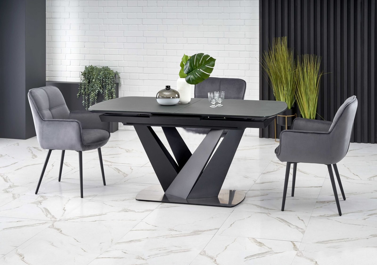 PATRIZIO table dark gray, black leg