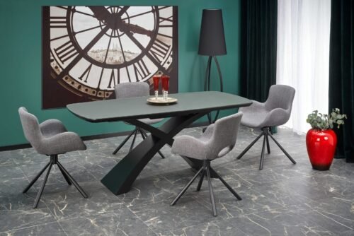 SILVESTRO table dark gray, black leg