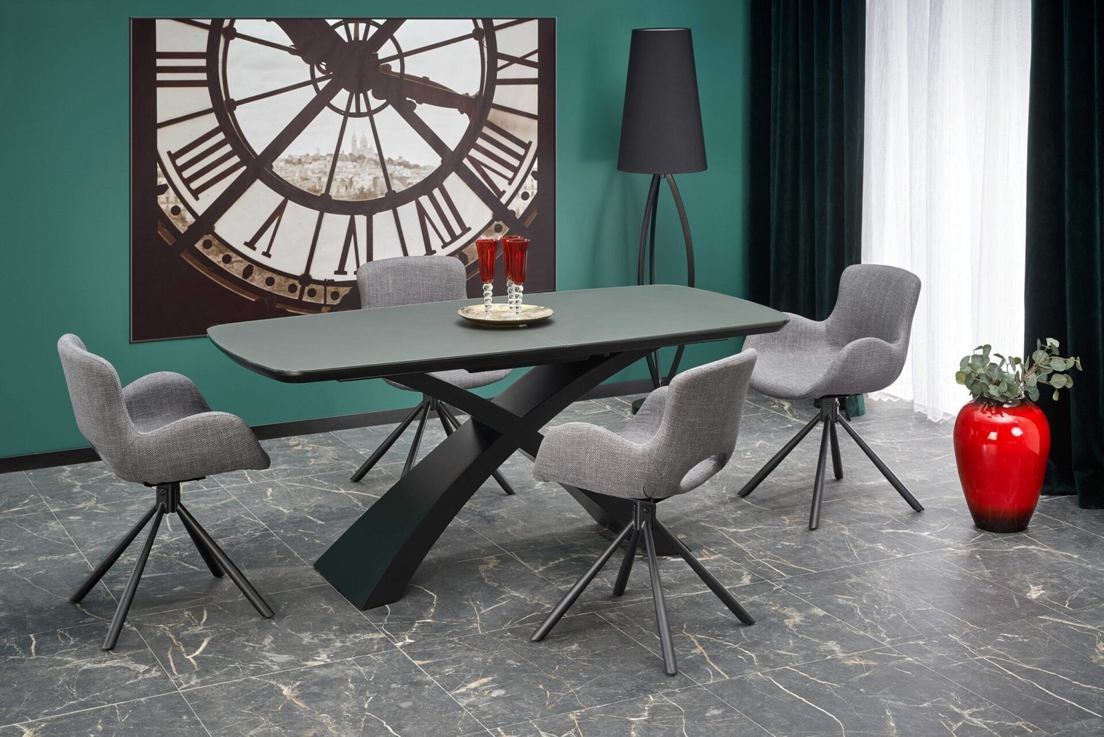 SILVESTRO table dark gray, black leg