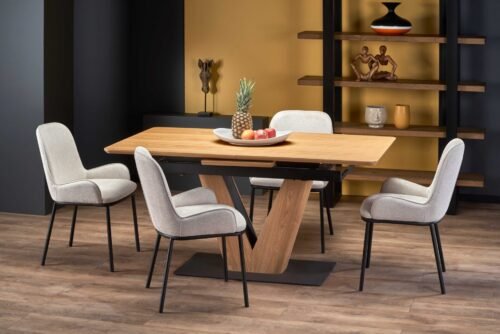 UMBERTO table, natural oak, leg, natural oak/black