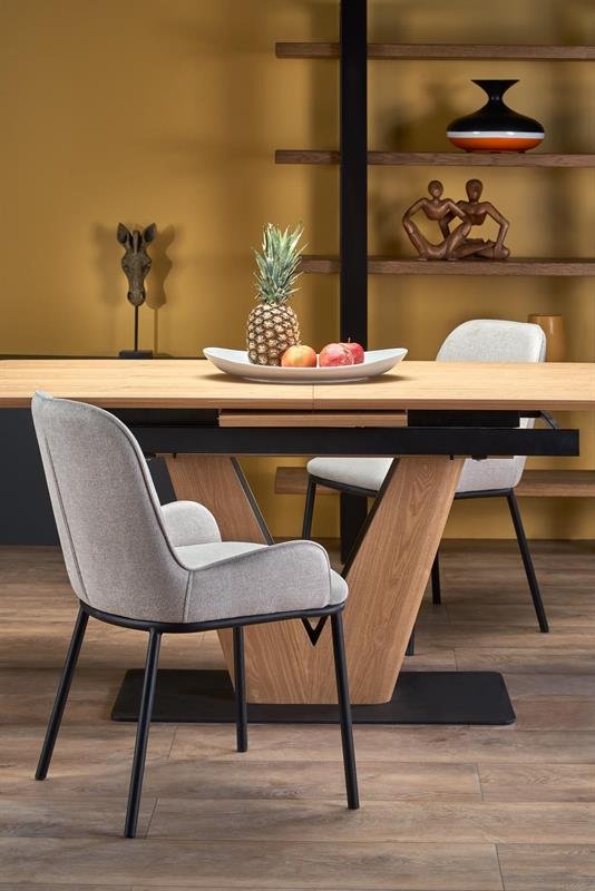 UMBERTO table, natural oak, leg, natural oak/black - Image 5