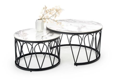 FORMOSA coffee table set, 2 pcs., white marble