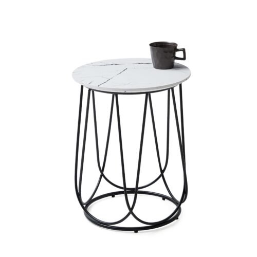 NUBIRA S coffee table frame – black, table top – white marble