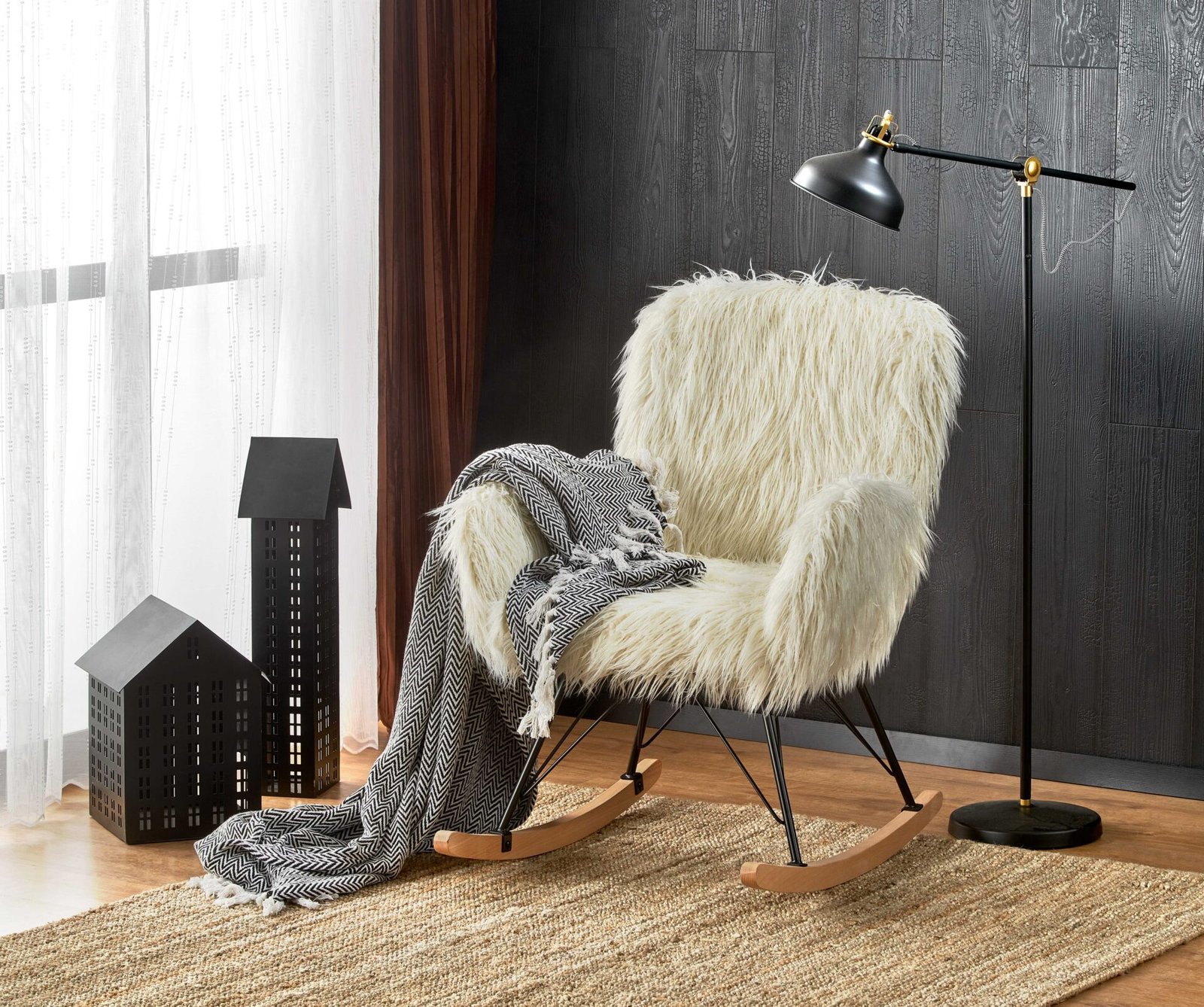 AUSTIN leisure armchair cream / black / natural color