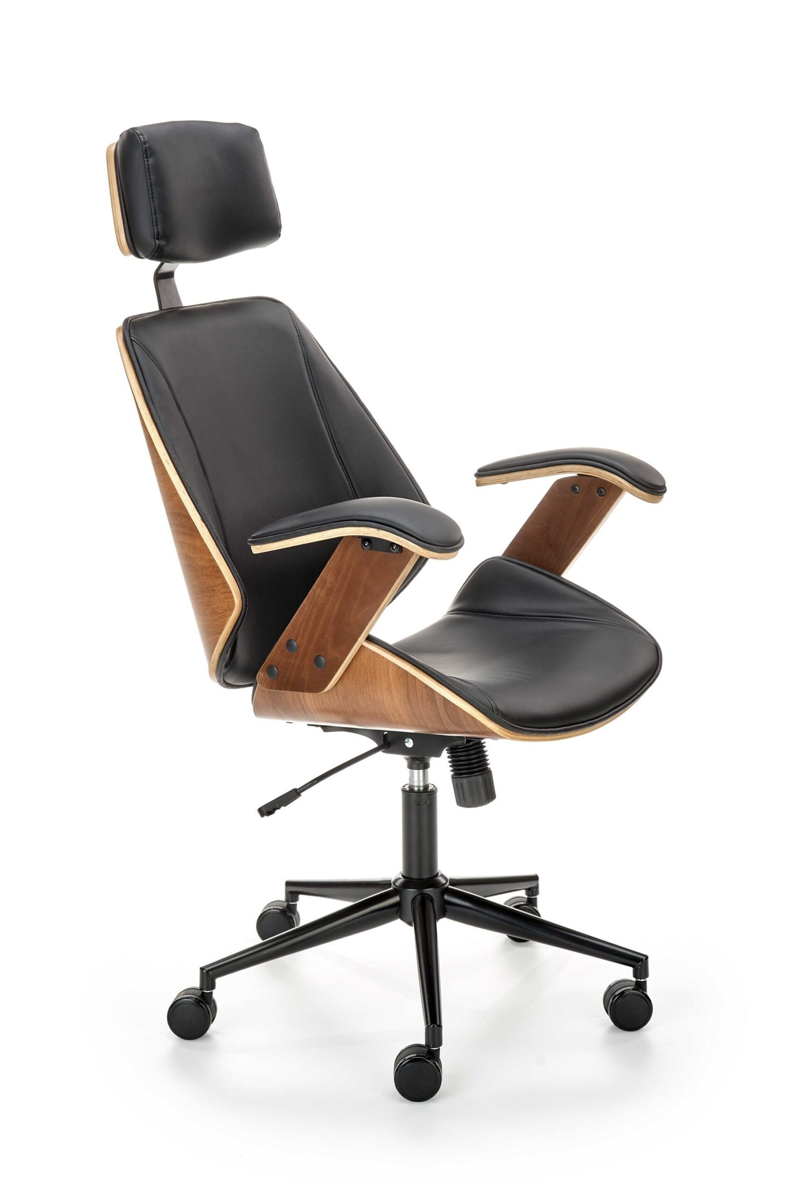 IGNAZIO swivel armchair, walnut/black