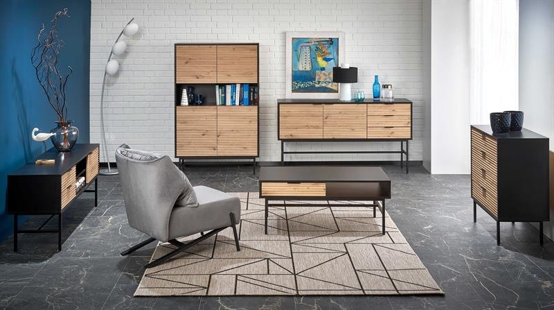 MURANO KM-1 chest of drawers, color: oak/black - Image 2