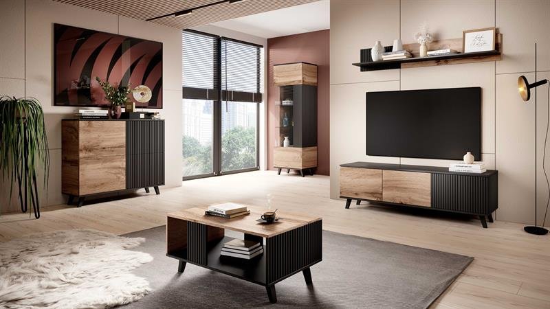 RANDOM KM-2 chest of drawers, color: wotan oak/black - Image 7