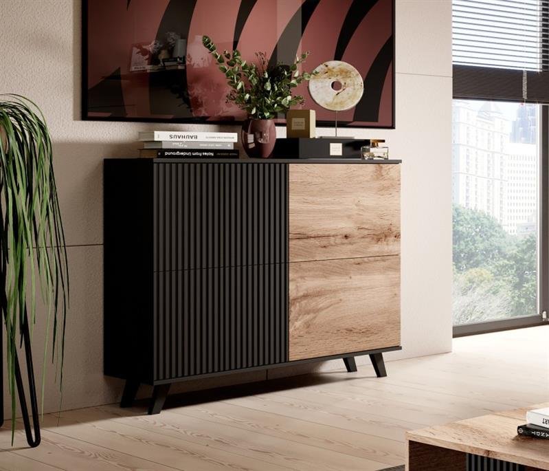 RANDOM KM-2 chest of drawers, color: wotan oak/black - Image 8