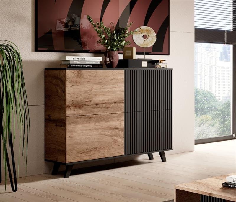 RANDOM KM-2 chest of drawers, color: wotan oak/black - Image 9