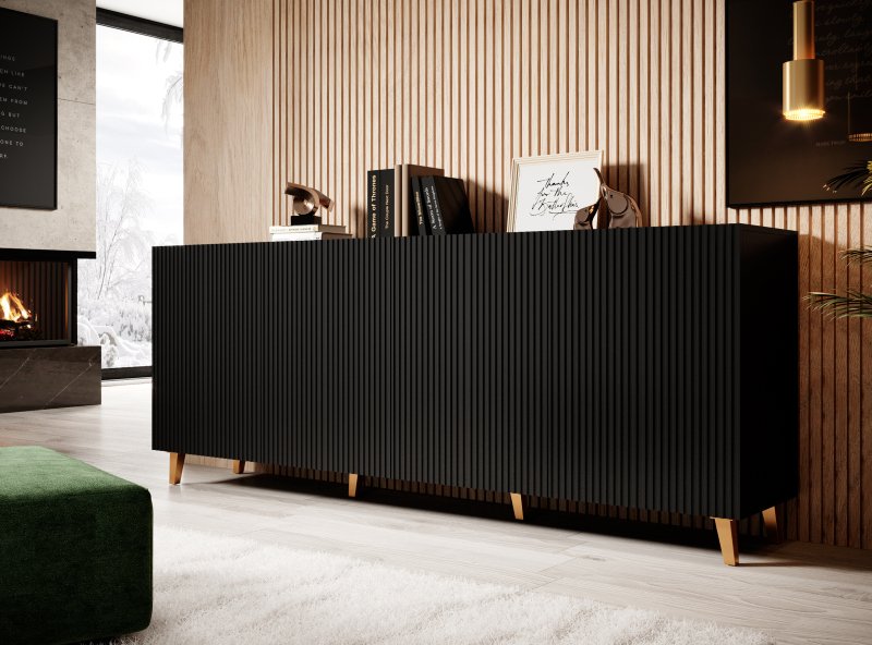 PAFOS chest of drawers 200 4D black/black