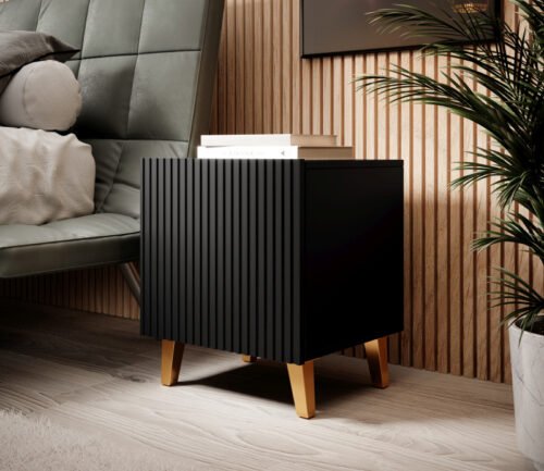 PAFOS bedside table black/black