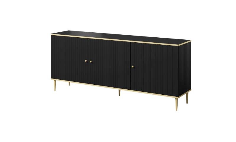 GLAMOR chest of drawers 180 black/black + gold - Image 2