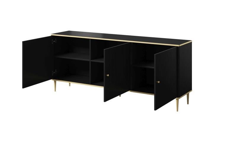 GLAMOR chest of drawers 180 black/black + gold - Image 3