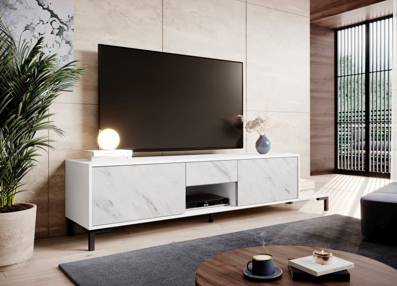 MARBLE TV STAND RTV2D1S1K white
