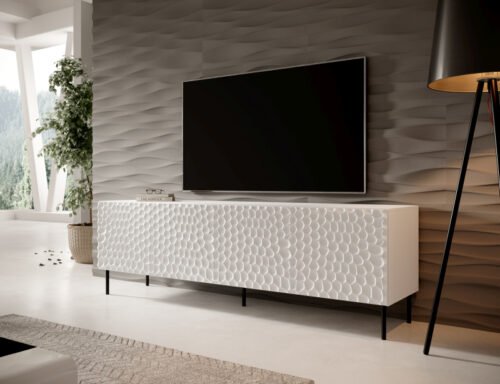 HOLE TV stand 190 white matt/white matt