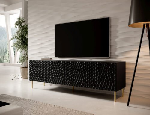 HOLE TV stand 190 black matt/black matt