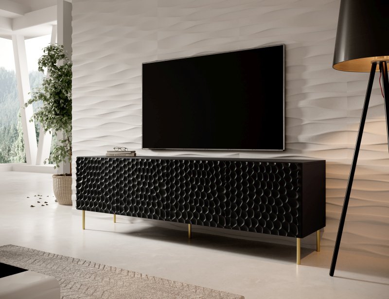 HOLE TV stand 190 black matt/black matt