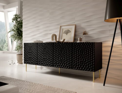 HOLE chest of drawers 190 black matt/black matt