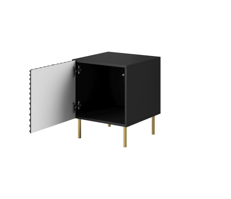 HOLE bedside cabinet, black, carpeted/black, carpeted - Image 2