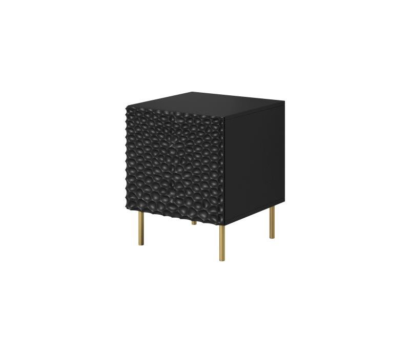 HOLE bedside cabinet, black, carpeted/black, carpeted - Image 3