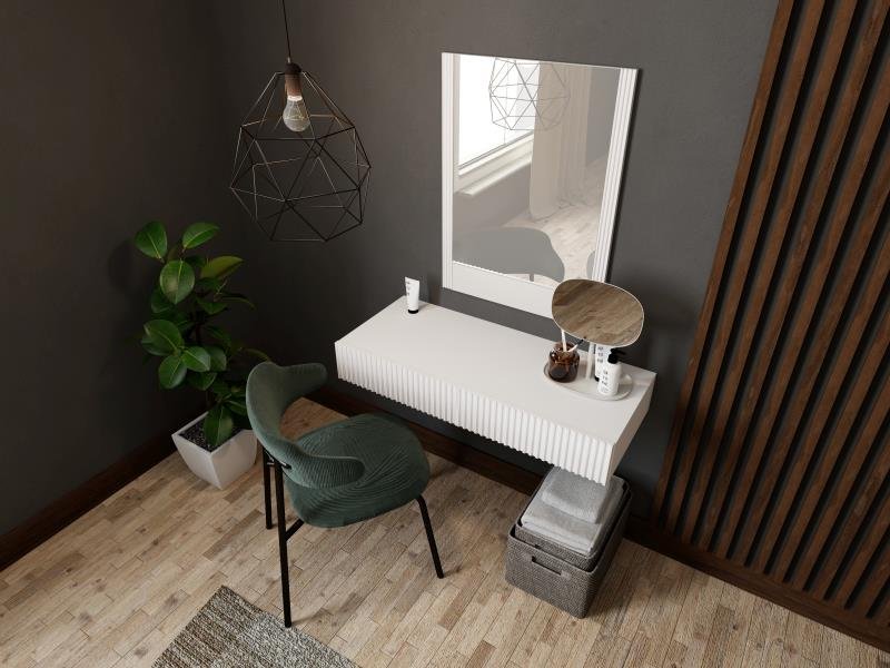 PAFOS vanity table (hanging) and mirror, white/white - Image 2