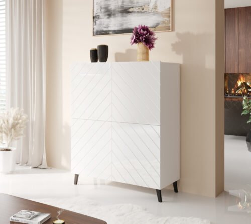 CABINET 100 ABETO matt white/glossy white