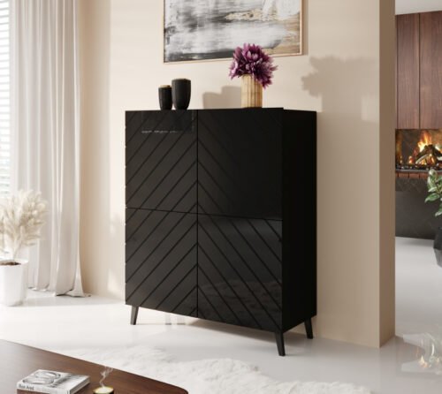 Chest of drawers ABETO matte black/glossy black