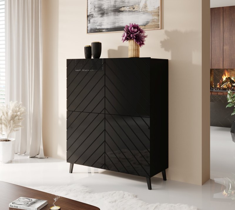 Chest of drawers ABETO matte black/glossy black