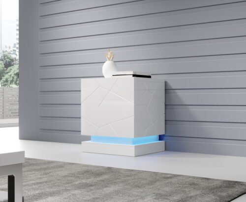 bedside table, high-gloss white/high-gloss white (set of 2)