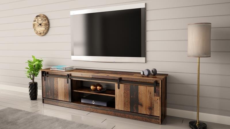 GRANERO TV stand, aged wood / old wood - Image 3
