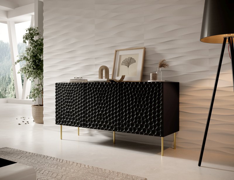 HOLE chest of drawers 152 black matt/black matt