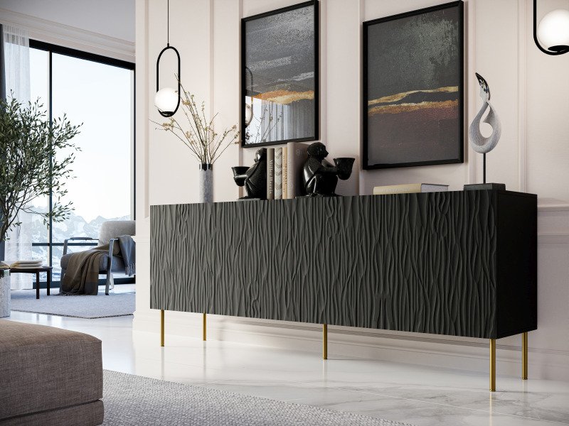 JUNGLE chest of drawers 190 black matt/black matt