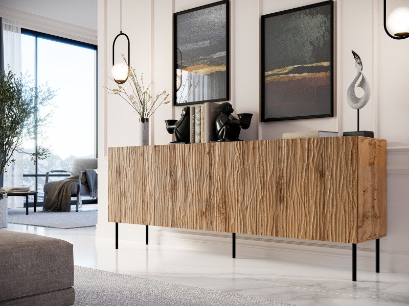 JUNGLE chest of drawers 190 wotan oak matt/black matt