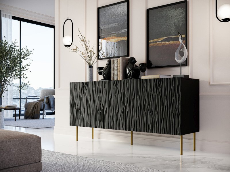 JUNGLE chest of drawers 152 black matt/black matt