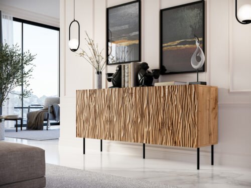 JUNGLE chest of drawers 152 wotan oak matt/black matt