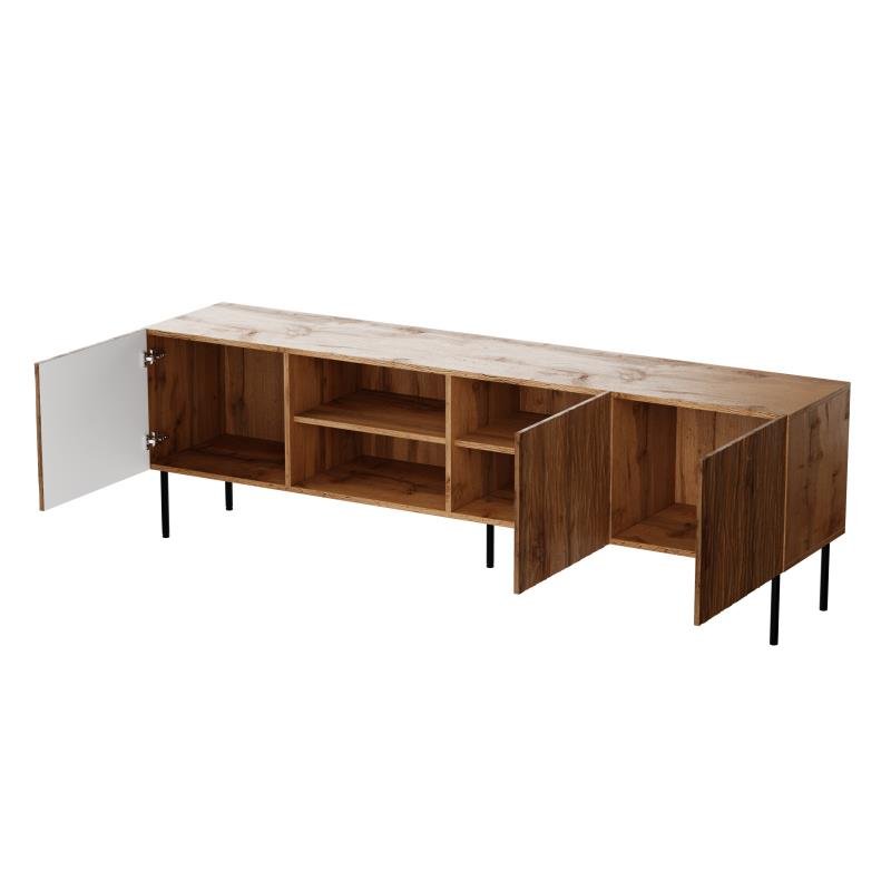 JUNGLE TV stand, wotan oak, matt/matt black - Image 5