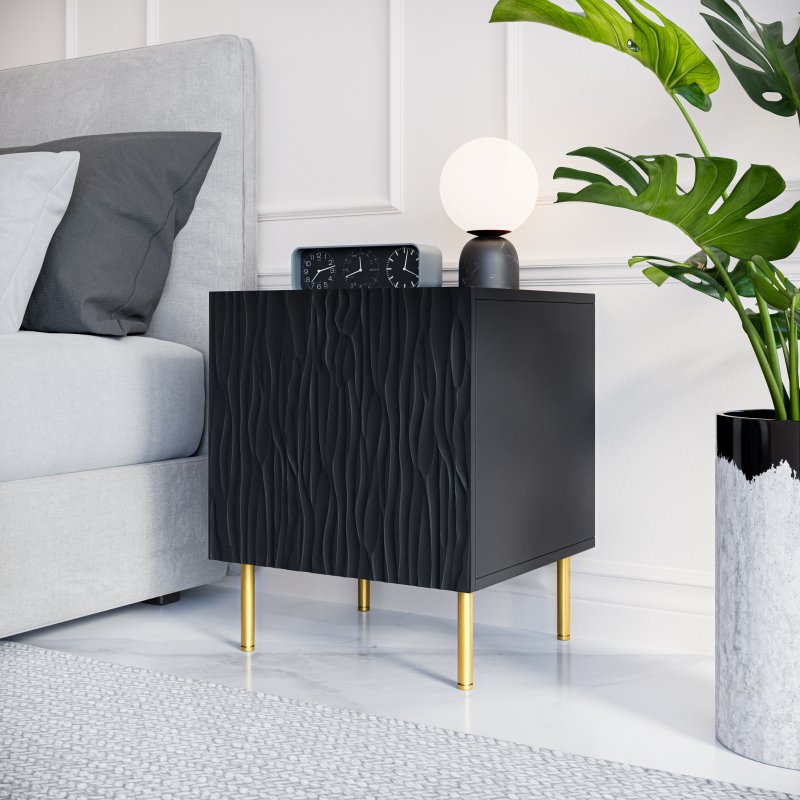 JUNGLE bedside cabinets (2 pcs. = 1 set) black mat/black mat