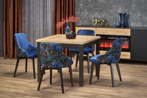 TIAGO SQUARE extendable table, oak / black