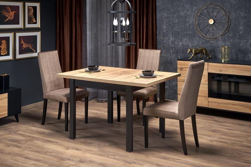 TIAGO SQUARE extendable table, oak / black - Image 10