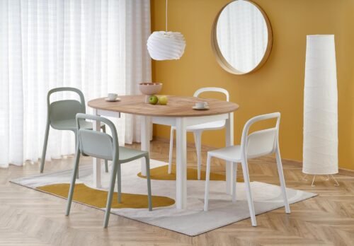 RINGO table, oak veneer / white