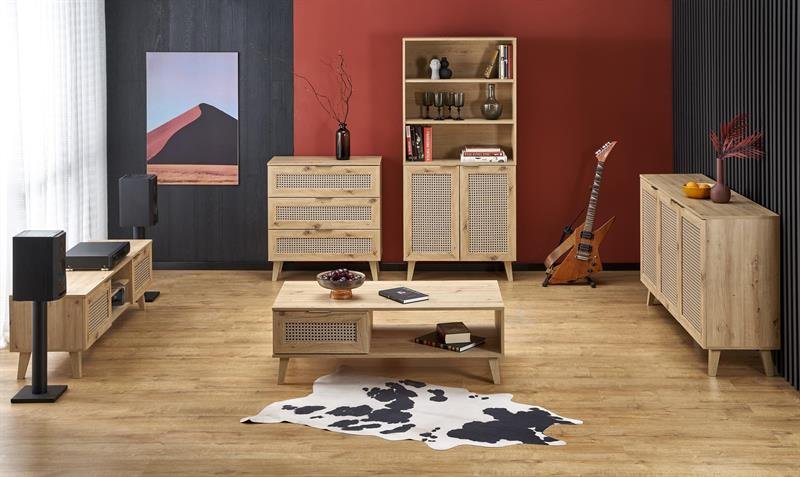BORNEO SN-1 bedside table, oak imitation / black - Image 3