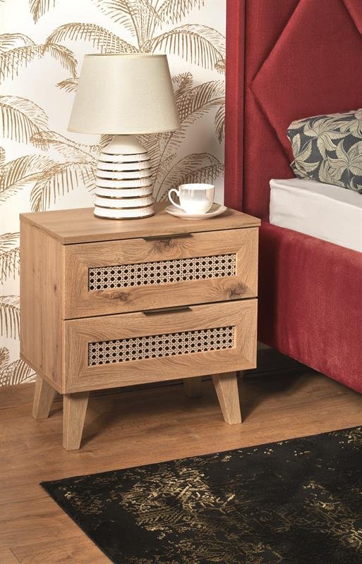 BORNEO SN-1 bedside table, oak imitation / black - Image 4