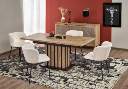 LAMELLO extendable table, oak veneer / black
