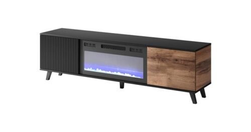 RANDOM RTV-K TV stand with fireplace 180 cm, wotan oak / black