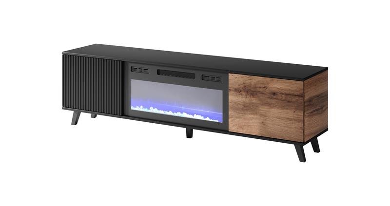 RANDOM RTV-K TV stand with fireplace 180 cm, wotan oak / black